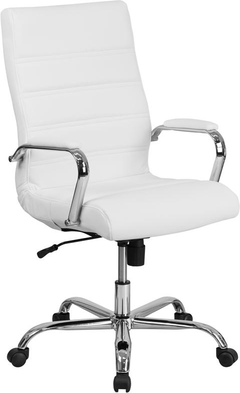 Flash Furniture High Back White Leather Executive Swivel Chair with Chrome Base and Arms – GO-2286H-WH-GG Discount