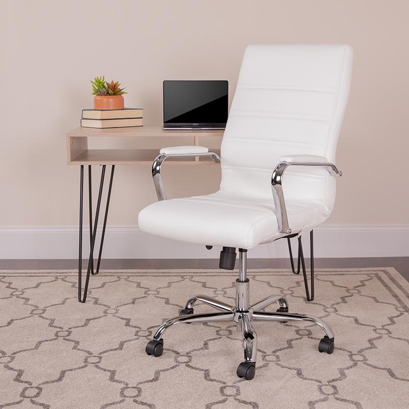Flash Furniture High Back White Leather Executive Swivel Chair with Chrome Base and Arms – GO-2286H-WH-GG Discount