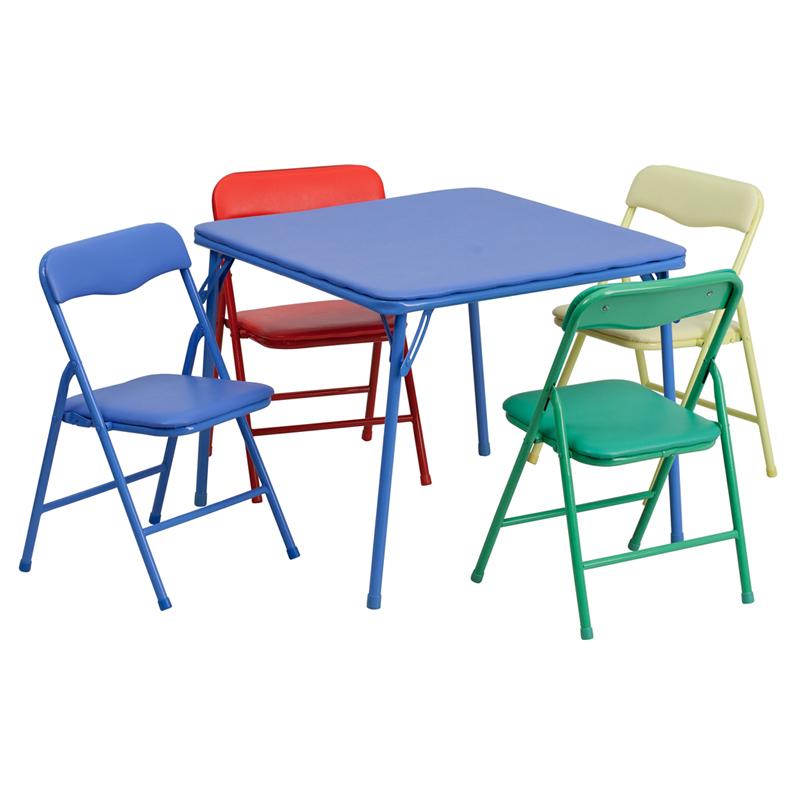 Flash Furniture Kids Colorful 5 Piece Folding Table and Chair Set – JB-9-KID-GG Supply