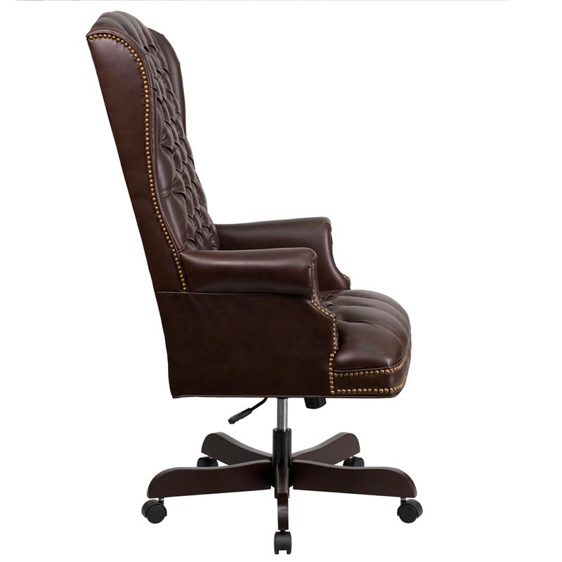 Flash Furniture High Back Traditional Fully Tufted Brown Leather Executive Swivel Chair with Arms – CI-360-BRN-GG Sale