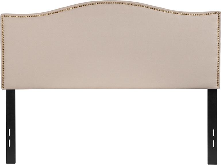 Flash Furniture Lexington Upholstered Full Size Headboard with Accent Nail Trim in Beige Fabric – HG-HB1707-F-B-GG Online