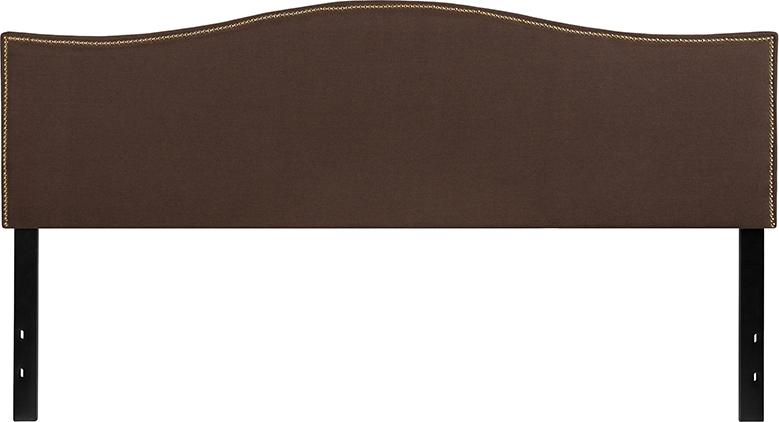 Flash Furniture Lexington Upholstered King Size Headboard with Accent Nail Trim in Dark Brown Fabric – HG-HB1707-K-DBR-GG Online now