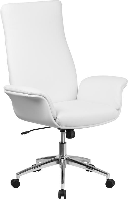 Flash Furniture High Back White Leather Executive Swivel Chair with Flared Arms – BT-88-WH-GG Discount