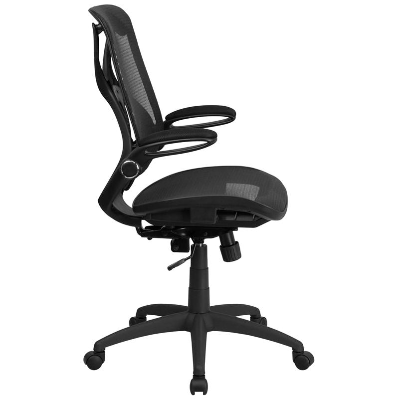 Flash Furniture High Back Transparent Black Mesh Executive Swivel Chair with Adjustable Lumbar, 2-Paddle Control and Flip-Up Arms – HL-0013T-GG Online now