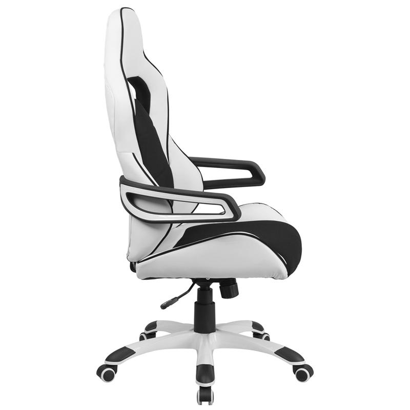 Flash Furniture High Back White Vinyl Executive Swivel Chair with Black Fabric Inserts and Arms – CH-CX0713H01-GG Online Sale