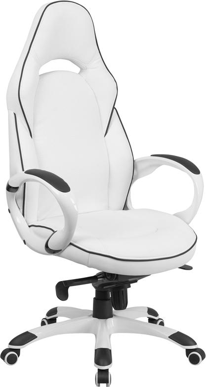 Flash Furniture High Back White Vinyl Executive Swivel Chair with Black Trim and Arms – CH-CX0496H01-GG Online now