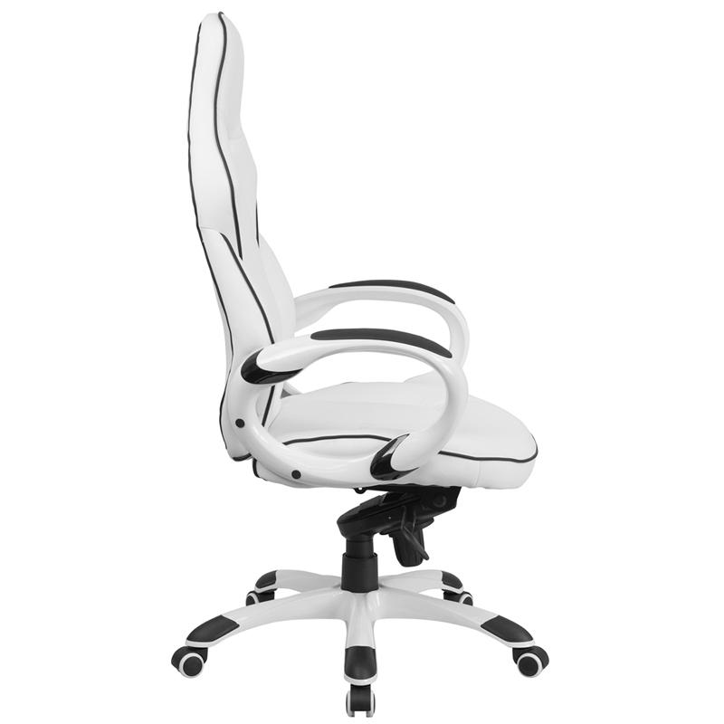 Flash Furniture High Back White Vinyl Executive Swivel Chair with Black Trim and Arms – CH-CX0496H01-GG Online now