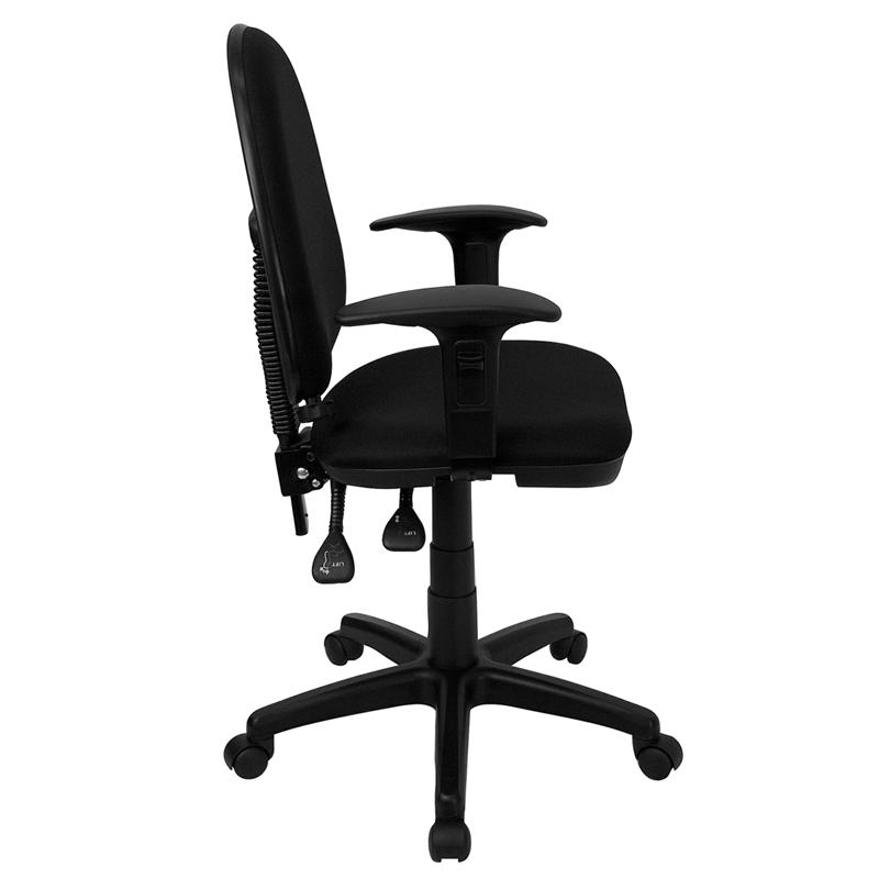 Flash Furniture Mid-Back Black Fabric Multifunction Swivel Task Chair with Adjustable Lumbar Support and Adjustable Arms – WL-A654MG-BK-A-GG on Sale