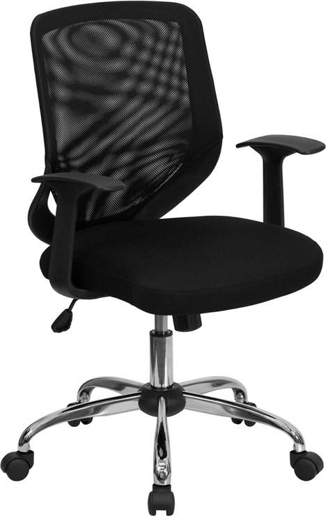 Flash Furniture Mid-Back Black Mesh Tapered Back Swivel Task Chair with Chrome Base and T-Arms – LF-W95-MESH-BK-GG Online Sale