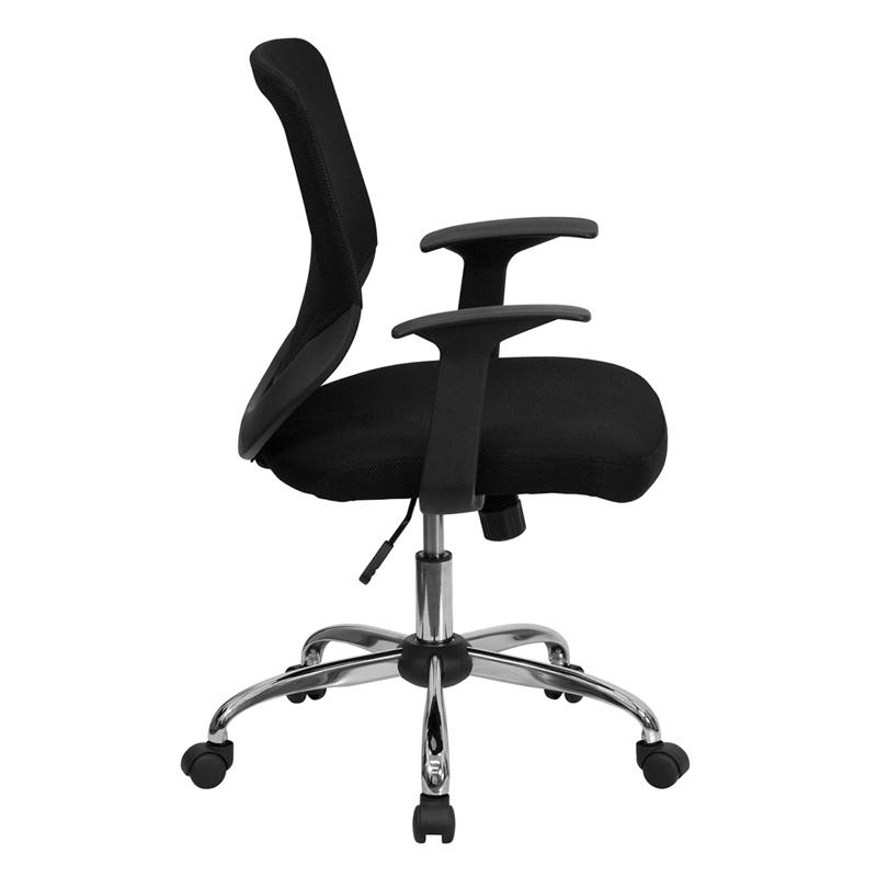 Flash Furniture Mid-Back Black Mesh Tapered Back Swivel Task Chair with Chrome Base and T-Arms – LF-W95-MESH-BK-GG Online Sale