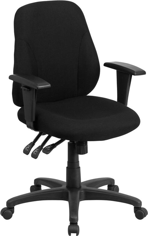 Flash Furniture Mid-Back Black Fabric Multifunction Ergonomic Swivel Task Chair with Adjustable Arms – BT-90297S-A-GG Hot on Sale