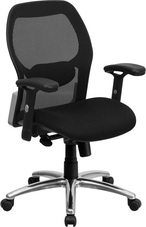 Flash Furniture Mid-Back Black Super Mesh Executive Swivel Chair with Knee Tilt Control and Adjustable Arms – LF-W42-GG Sale