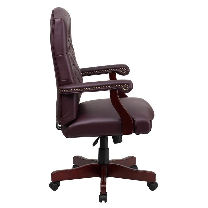 Flash Furniture Martha Washington Burgundy Leather Executive Swivel Chair with Arms – 801L-LF0019-BY-LEA-GG on Sale