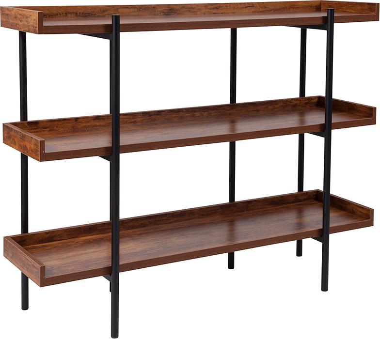 Flash Furniture Mayfair Rustic Wood Grain Finish Storage Shelf with Black Metal Frame – JN-2542B3-GG Online Hot Sale