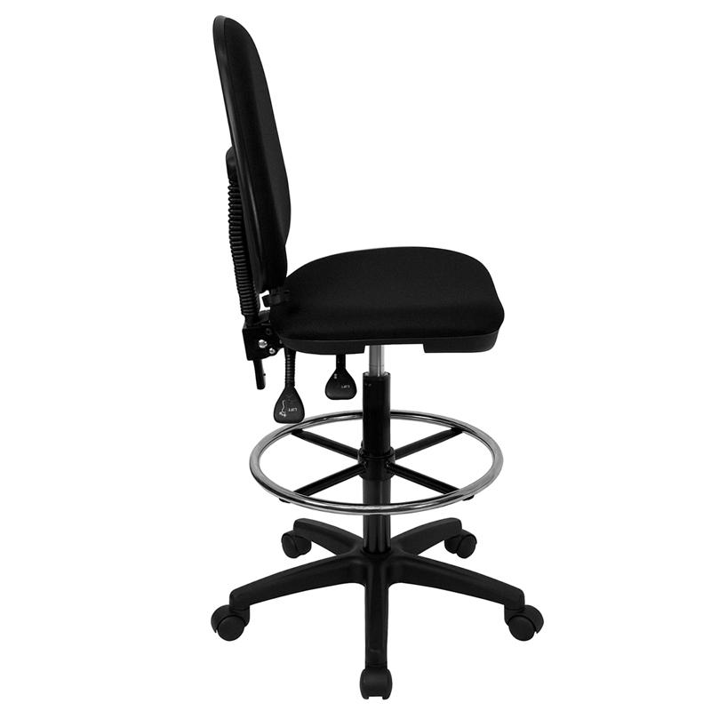 Flash Furniture Mid-Back Black Fabric Multifunction Drafting Chair with Adjustable Lumbar Support – WL-A654MG-BK-D-GG Online Hot Sale