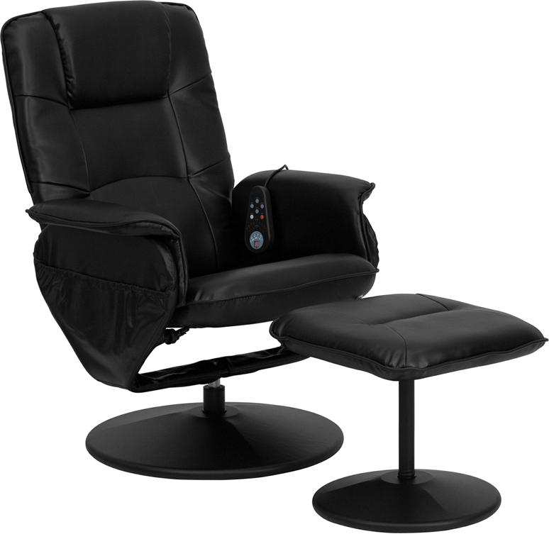Flash Furniture Massaging Black Leather Recliner with Deep Side Pockets and Ottoman – BT-753P-MASSAGE-BK-GG Online