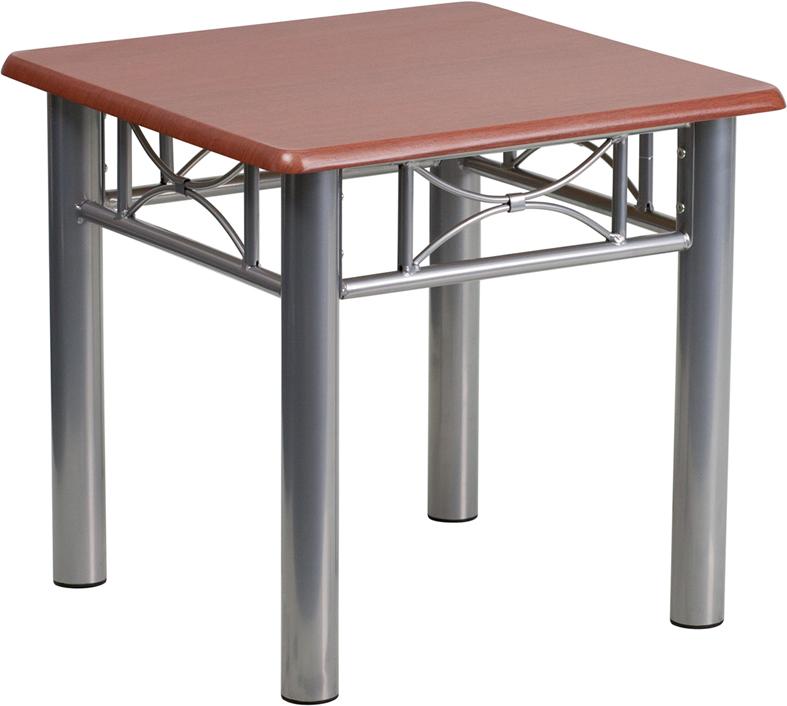Flash Furniture Mahogany Laminate End Table with Silver Steel Frame – JB-5-END-MAH-GG Hot on Sale