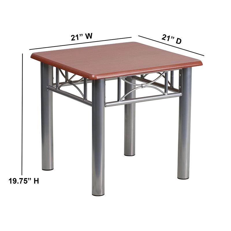 Flash Furniture Mahogany Laminate End Table with Silver Steel Frame – JB-5-END-MAH-GG Hot on Sale