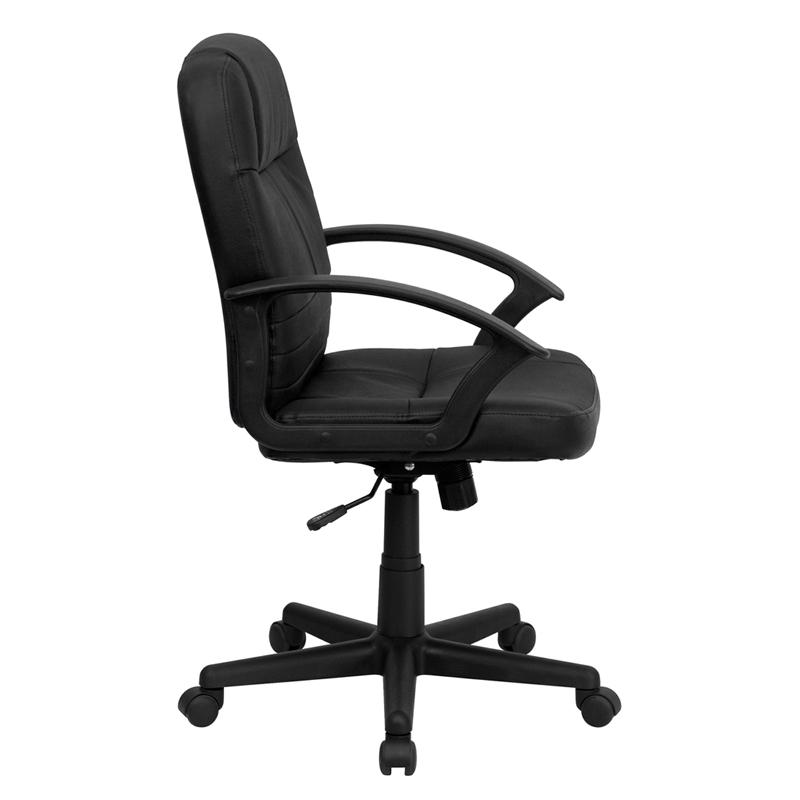 Flash Furniture Mid-Back Black Leather Executive Swivel Chair with Rounded Back and Arms – BT-8075-BK-GG Hot on Sale