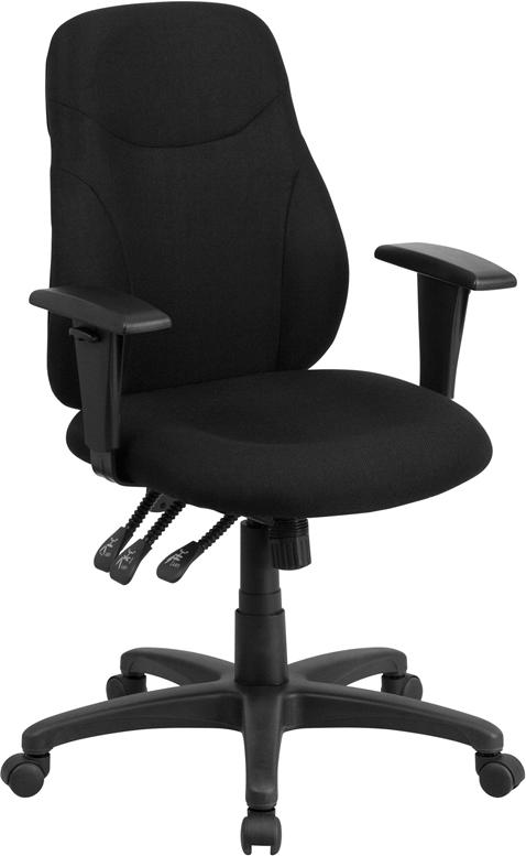 Flash Furniture Mid-Back Black Fabric Multifunction Ergonomic Swivel Task Chair with Adjustable Arms – BT-90297M-A-GG Online