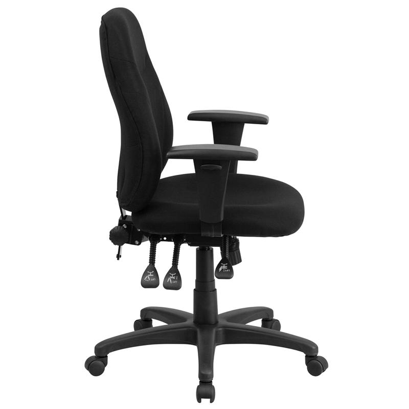 Flash Furniture Mid-Back Black Fabric Multifunction Ergonomic Swivel Task Chair with Adjustable Arms – BT-90297M-A-GG Online