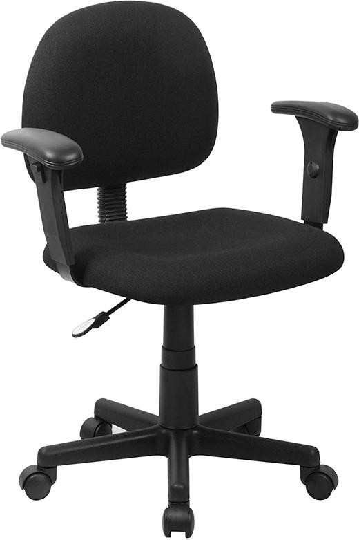 Flash Furniture Mid-Back Black Fabric Swivel Task Chair with Adjustable Arms – BT-660-1-BK-GG Online Hot Sale