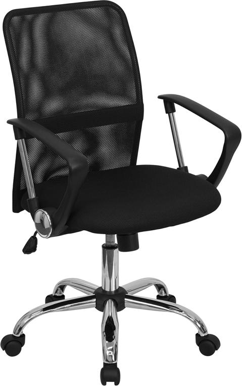 Flash Furniture Mid-Back Black Mesh Swivel Task Chair with Lumbar Support Band and Arms – GO-6057-GG Hot on Sale