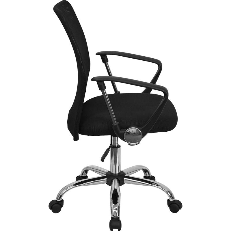 Flash Furniture Mid-Back Black Mesh Swivel Task Chair with Lumbar Support Band and Arms – GO-6057-GG Hot on Sale