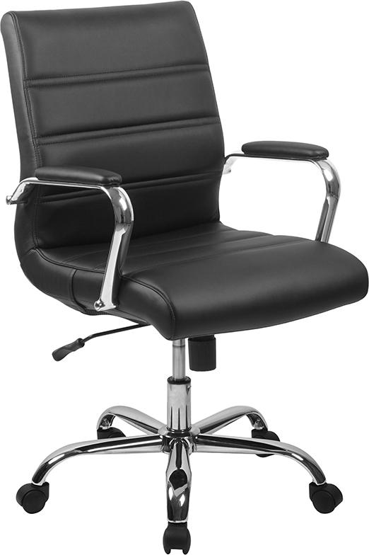 Flash Furniture Mid-Back Black Leather Executive Swivel Chair with Chrome Base and Arms – GO-2286M-BK-GG Fashion