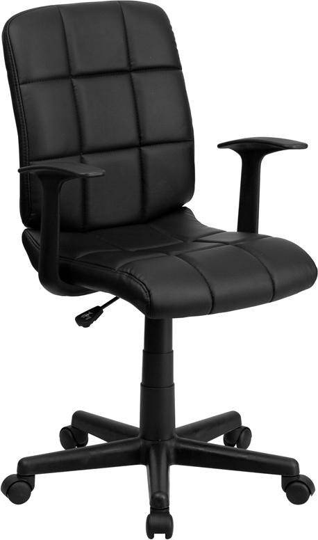 Flash Furniture Mid-Back Black Quilted Vinyl Swivel Task Chair with Arms – GO-1691-1-BK-A-GG Online Hot Sale