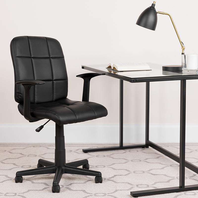 Flash Furniture Mid-Back Black Quilted Vinyl Swivel Task Chair with Arms – GO-1691-1-BK-A-GG Online Hot Sale