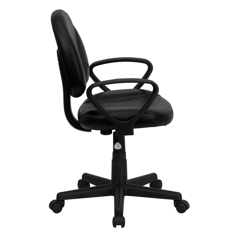 Flash Furniture Mid-Back Black Leather Ergonomic Swivel Task Chair with Arms – BT-688-BK-A-GG on Sale