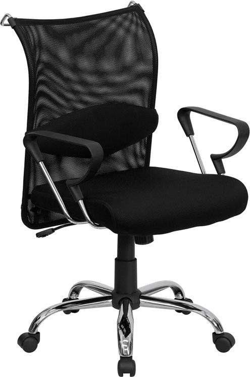 Flash Furniture Mid-Back Black Mesh Swivel Manager’s Chair with Adjustable Lumbar Support and Arms – BT-2905-GG Discount
