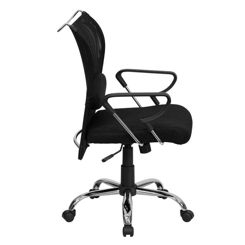 Flash Furniture Mid-Back Black Mesh Swivel Manager’s Chair with Adjustable Lumbar Support and Arms – BT-2905-GG Discount