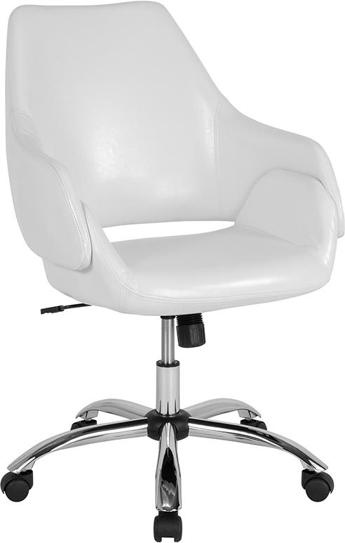 Flash Furniture Madrid Home and Office Upholstered Mid-Back Chair in White Leather – CH-177280-WH-GG Online
