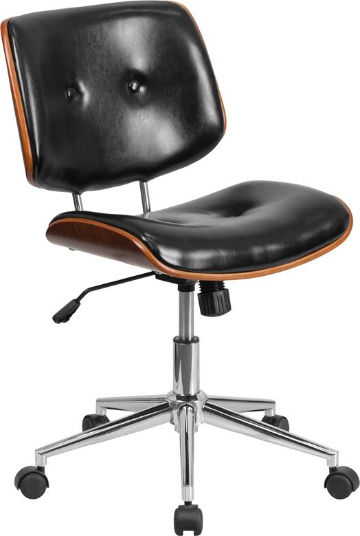 Flash Furniture Mid-Back Black Leather Ergonomic Wood Swivel Task Chair – SD-2658-5-GG Hot on Sale