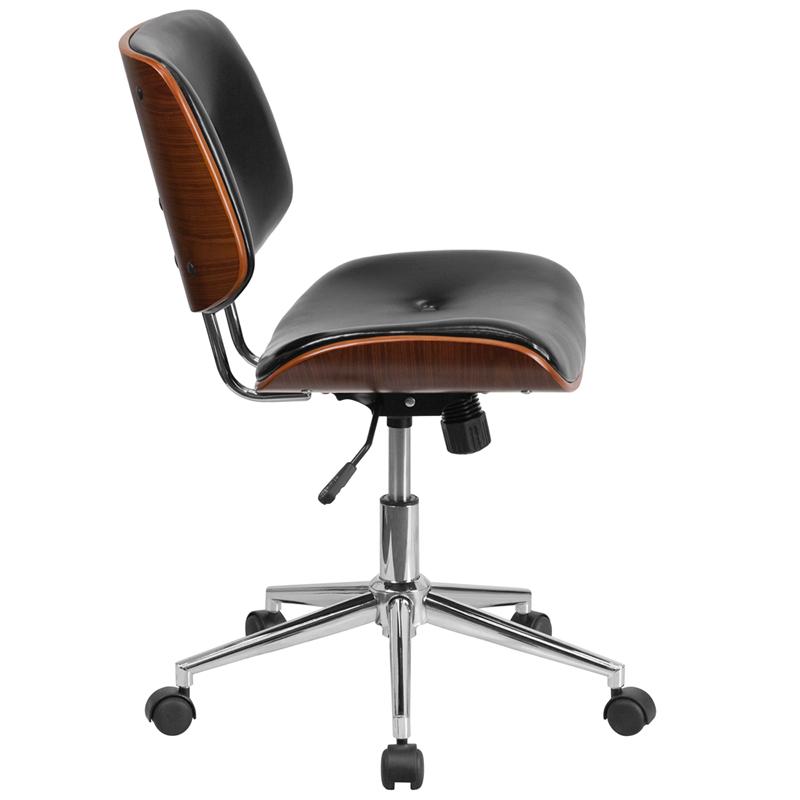 Flash Furniture Mid-Back Black Leather Ergonomic Wood Swivel Task Chair – SD-2658-5-GG Hot on Sale