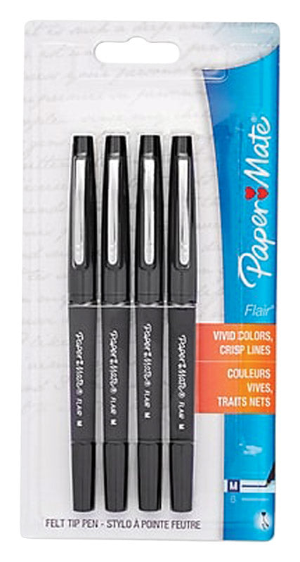 FELT TIP PEN BLK 4PK Sale