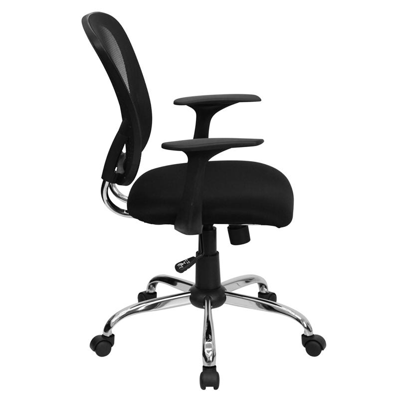 Flash Furniture Mid-Back Black Mesh Swivel Task Chair with Chrome Base and Arms – H-8369F-BLK-GG Online now