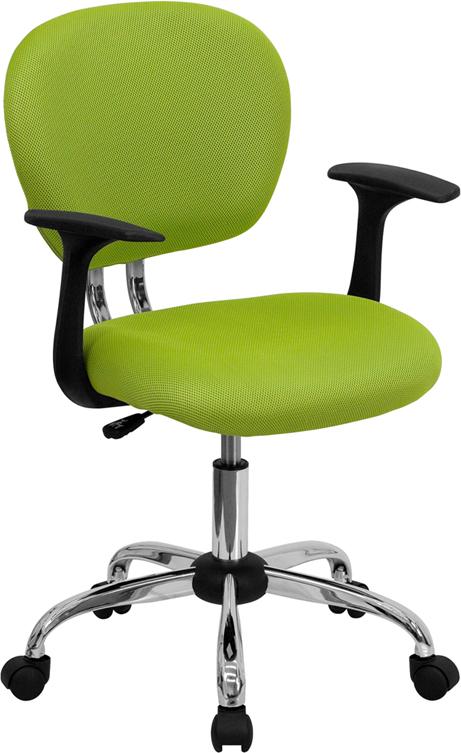Flash Furniture Mid-Back Apple Green Mesh Padded Swivel Task Chair with Chrome Base and Arms – H-2376-F-GN-ARMS-GG Hot on Sale