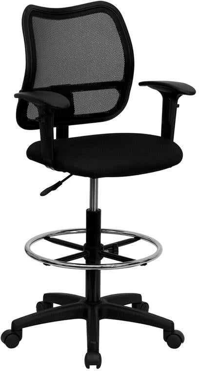 Flash Furniture Mid-Back Black Mesh Drafting Chair with Adjustable Arms – WL-A277-BK-AD-GG Online now