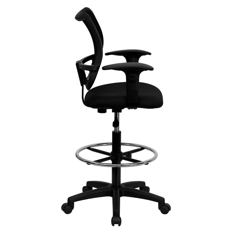 Flash Furniture Mid-Back Black Mesh Drafting Chair with Adjustable Arms – WL-A277-BK-AD-GG Online now