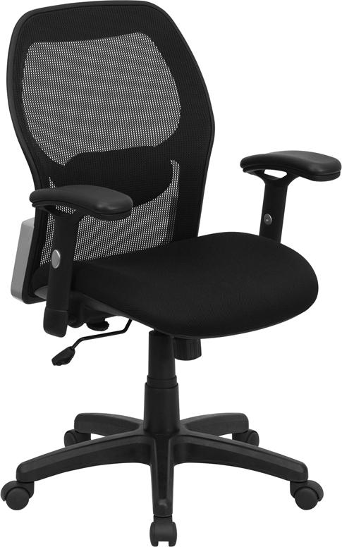 Flash Furniture Mid-Back Black Super Mesh Executive Swivel Chair with Adjustable Arms – LF-W42B-GG Supply