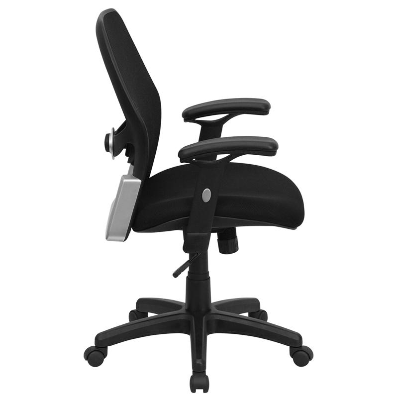 Flash Furniture Mid-Back Black Super Mesh Executive Swivel Chair with Adjustable Arms – LF-W42B-GG Supply