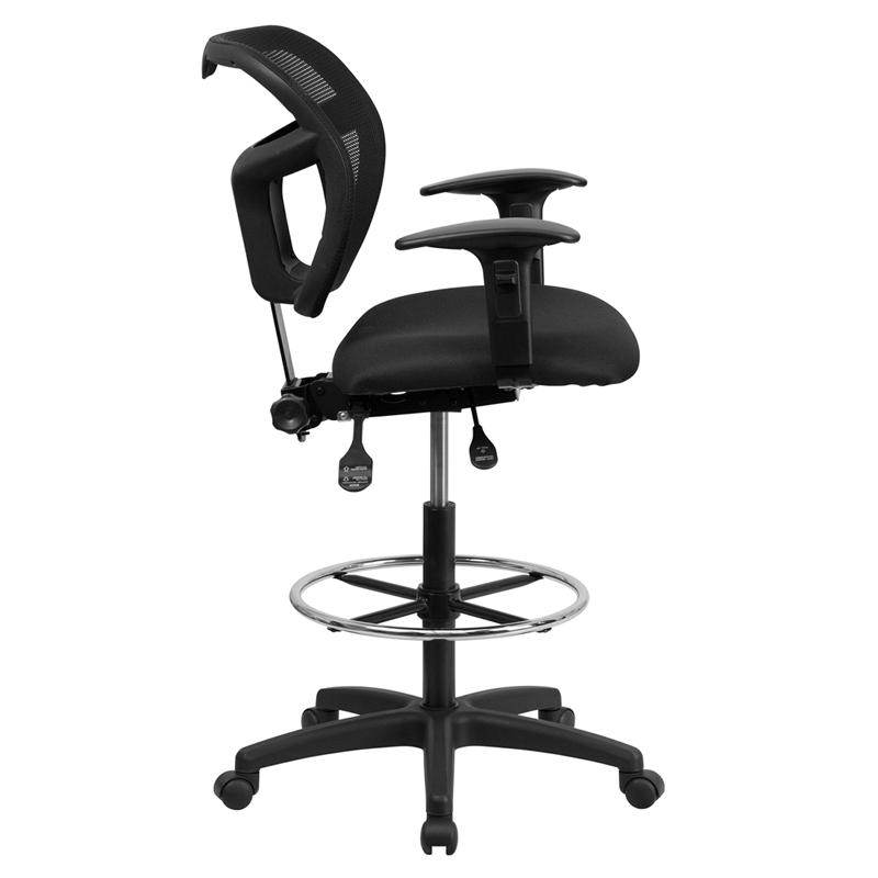 Flash Furniture Mid-Back Black Mesh Drafting Chair with Back Height Adjustment and Adjustable Arms – WL-A7671SYG-BK-AD-GG Fashion