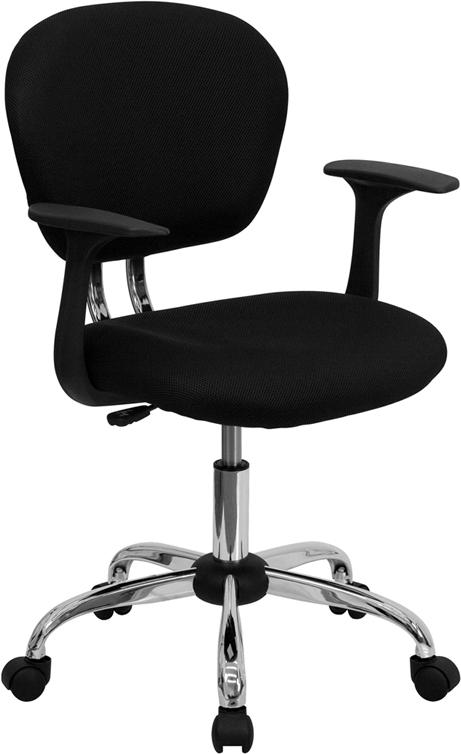 Flash Furniture Mid-Back Black Mesh Padded Swivel Task Chair with Chrome Base and Arms – H-2376-F-BK-ARMS-GG Hot on Sale