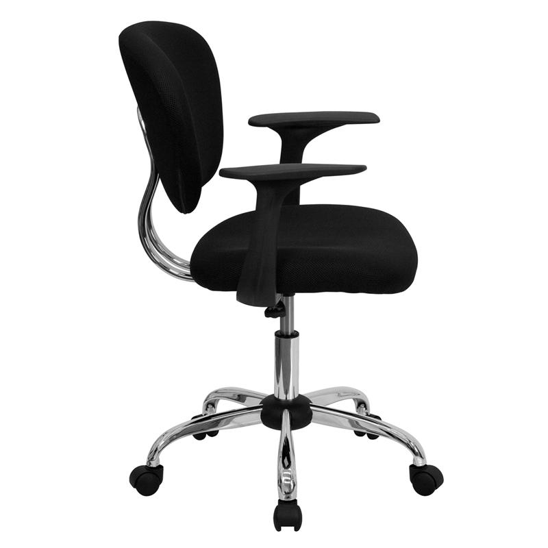 Flash Furniture Mid-Back Black Mesh Padded Swivel Task Chair with Chrome Base and Arms – H-2376-F-BK-ARMS-GG Hot on Sale