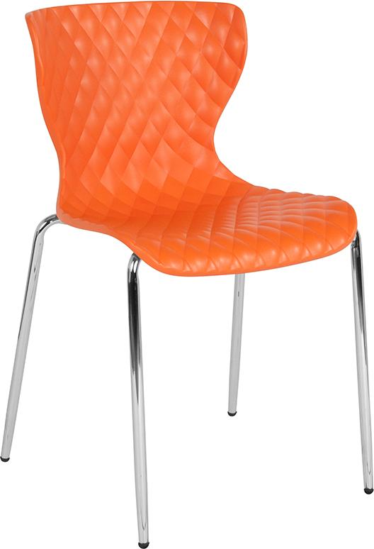 Flash Furniture Lowell Contemporary Design Orange Plastic Stack Chair – LF-7-07C-ORNG-GG Supply