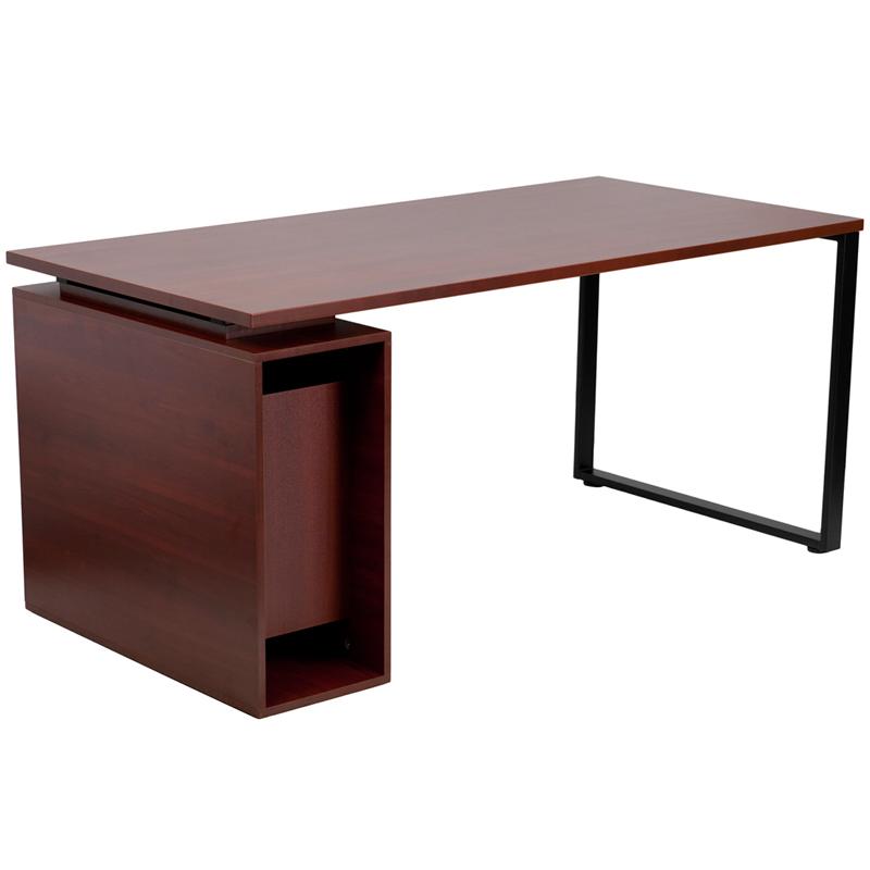 Flash Furniture Mahogany Computer Desk with Open Storage Pedestal – NAN-JN-2108-GG Hot on Sale