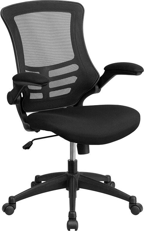 Flash Furniture Mid-Back Black Mesh Swivel Task Chair with Flip-Up Arms – BL-X-5M-BK-GG Supply